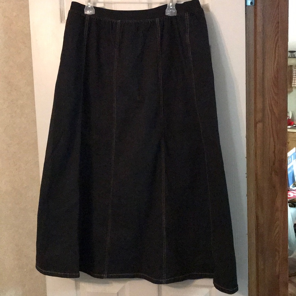 Black denim skirt